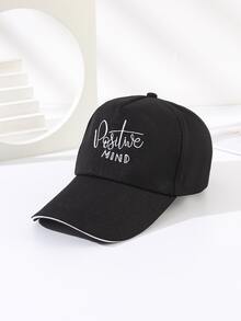 Hombres Gorra de béisbol con bordado de letra - Negro - Ver 1