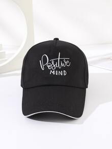 Hombres Gorra de béisbol con bordado de letra - Negro - Ver 3
