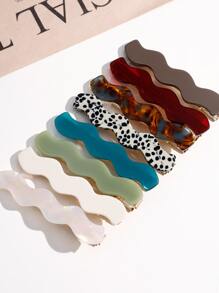 8pcs/Set High-Grade Versatile Multi-Color Wavy Acetate Clips, Include Bangs Clips And Side Clips, Suitable For Daily Use & Gift Hair Clips Claw Clips Hair Claws Hair Slide Hair Barrettes, School Stuff