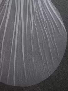 3m X 3m Simple White Bridal Wedding Veil With Tail Fall Clothes For Women - Beige - View 5