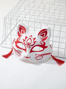 1入組紅色復古風格狐狸卡通圖案口罩