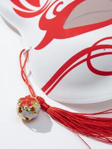 1入組紅色復古風格狐狸卡通圖案口罩