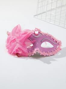 1pc Women Flower & Rhinestone Decor Costume Eye Shield, For Party - Multicolor - View 1