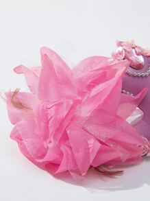 1pc Women Flower & Rhinestone Decor Costume Eye Shield, For Party - Multicolor - View 3