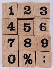 12pcs Number Design Wooden Stamp - Multicolor - View 1