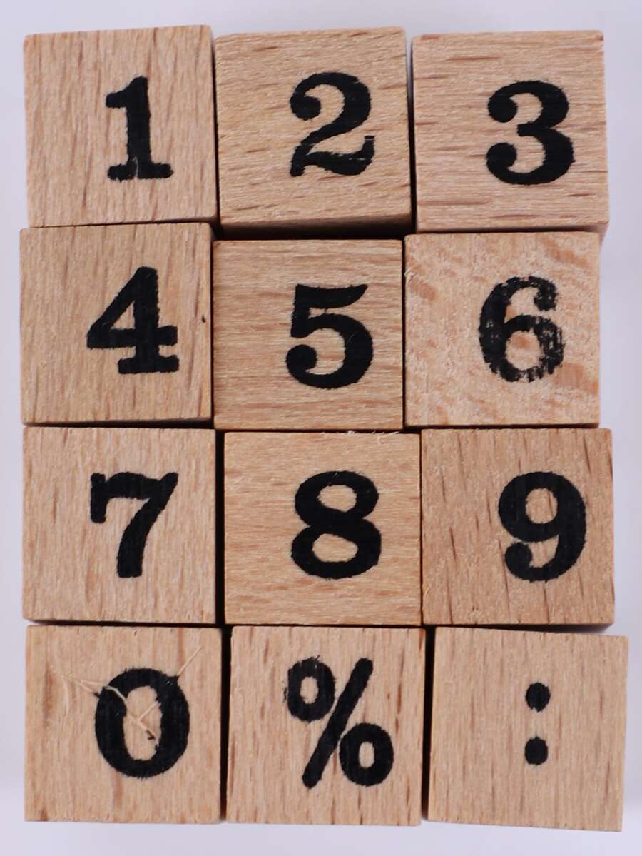12pcs Number Design Wooden Stamp - Multicolor - View 1