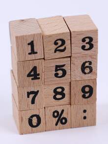 12pcs Number Design Wooden Stamp - Multicolor - View 2