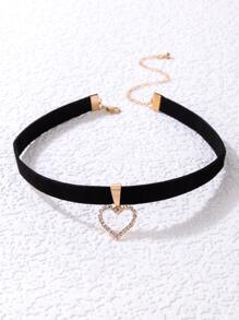 imoli Rhinestone Heart Charm Choker Valentines,Mom,Mother,Mother's Day,Gift - Black - View 7