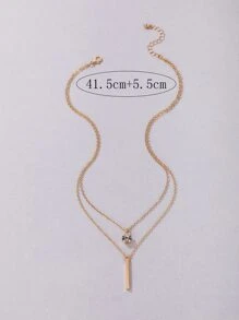 1入組時尚鋅合金水鑽裝飾多層項鏈適合女士適用於約會禮物 - 金黃色 - 查看 5