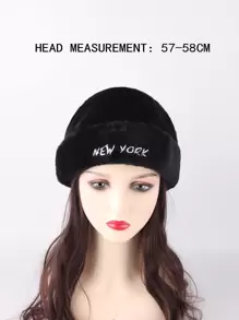 Letter Embroidered Docker Hat - Black - View 3