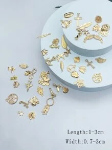 50pcs Heart & Leaf DIY Pendant - Yellow Gold - View 3