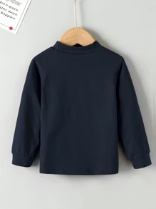 Toddler Boys Patched Pocket Mock Neck Tee - Blue - View 2