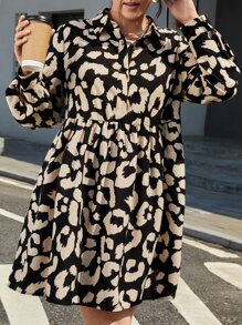 SHEIN Frenchy Plus Allover Print Button Front Dress
