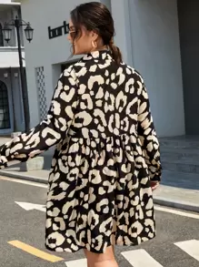 SHEIN Frenchy Plus Allover Print Button Front Dress