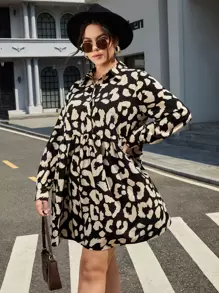 SHEIN Frenchy Plus Allover Print Button Front Dress