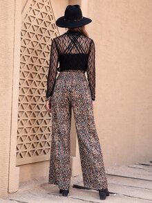 Rusttydustty Ditsy Floral Wide Leg Trousers - Multicolor - View 2