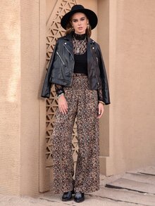 Rusttydustty Ditsy Floral Wide Leg Trousers - Multicolor - View 3