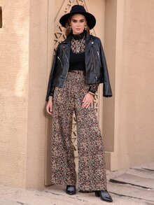 Rusttydustty Ditsy Floral Wide Leg Trousers - Multicolor - View 6