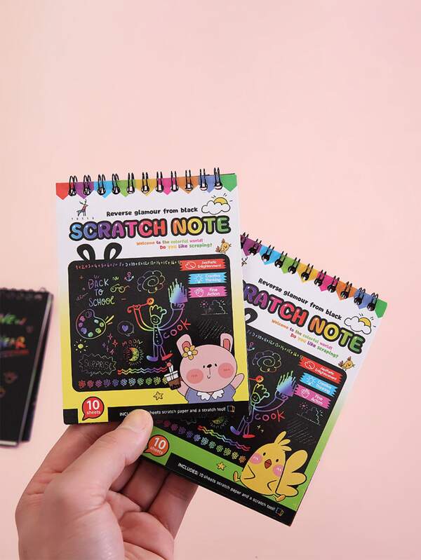 1pc Scratch Art Book, 10 Sheets Scratch Art Paper With 1pc Pen, Black