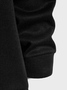GENTILAND Áo hoodie giữ nhiệt in hình sóng và chữ tiếng Nhật dáng rộng cho nam - màu đen - Xem 3