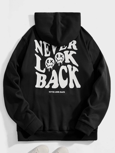 Guys Slogan Graphic Drawstring Hoodie