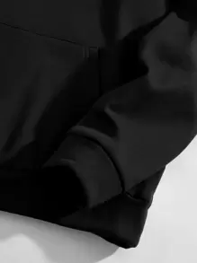 Manfinity VCAY Men Slogan Graphic Drawstring Hoodie - Black - View 4