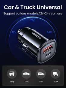 UGREEN 30W 车载充电器 QC18W 适用于 16 15 14 13 Pro Max 三星 Galaxy S25 S24 S23 S22 Ultra 安卓手机