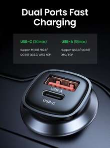 UGREEN 30W 车载充电器 QC18W 适用于 16 15 14 13 Pro Max 三星 Galaxy S25 S24 S23 S22 Ultra 安卓手机