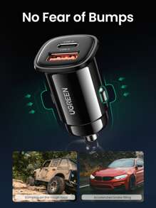 UGREEN 30W 车载充电器 QC18W 适用于 16 15 14 13 Pro Max 三星 Galaxy S25 S24 S23 S22 Ultra 安卓手机