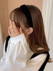 1pc Black Solid Velvet Headband Casual