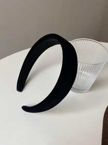 1pc Black Solid Velvet Headband Casual
