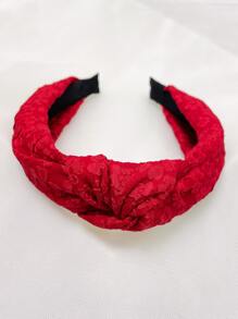 Jacquard Knot Decor Headband - Red - View 1