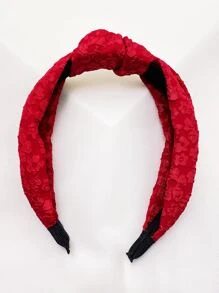 Jacquard Knot Decor Headband - Red - View 2