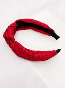 Jacquard Knot Decor Headband - Red - View 3