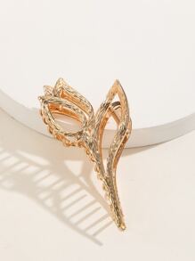 Flower Design Hair Claw - Gold - View 1