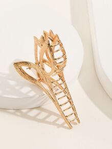 Flower Design Hair Claw - Gold - View 3