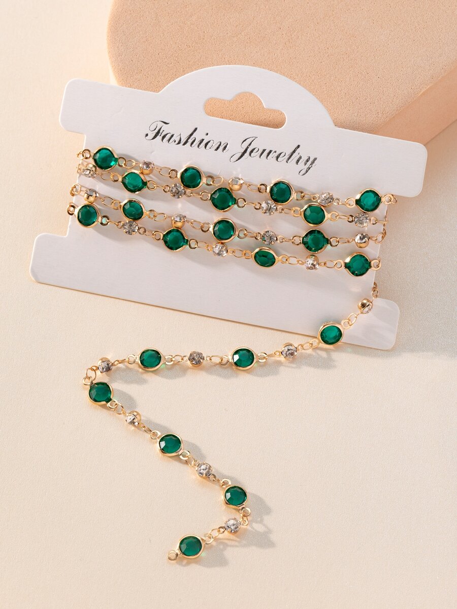 1 hebra con diseño de diamante de imitación DIY con cadena - Multicolor - Ver 1