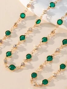 1 hebra con diseño de diamante de imitación DIY con cadena - Multicolor - Ver 4