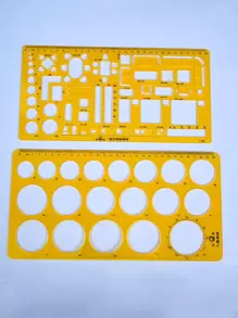 2pcs Large Circle Template And Ruler Set,Rulers - Yellow - View 1