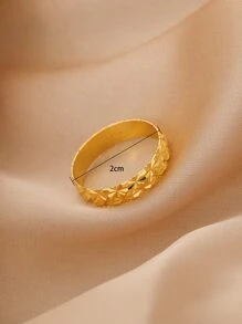 1 件铜镀花戒指，纯色星星设计经典情侣戒指，男女珠宝配饰 - 金黃色 - 查看 5