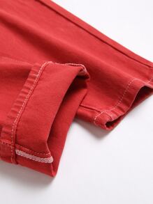 Men Christmas Patched Ripped Jeans - Red - View 6