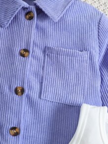 小女童口袋貼布襯衫和背心上衣和半身裙 - 彩色 - 查看 4