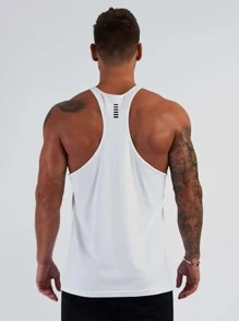 Manfinity Sport Corelite Boyfriend Style Men Slogan Graphic Sports Tank Top Workout Tops Tank Top Pack , Training , Graphic , Active Wear , Plain - White - View 2