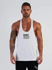 Manfinity Sport Corelite Boyfriend Style Men Slogan Graphic Sports Tank Top Workout Tops Tank Top Pack , Training , Graphic , Active Wear , Plain - White - View 5