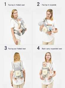 Geometric Pattern Baby Carrier - Grey - View 7
