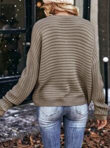 Batwing Sleeve Sweater - Khaki - View 2