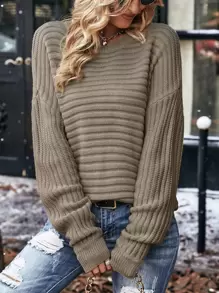 Batwing Sleeve Sweater - Khaki - View 4