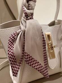 Mini Skinny Scarf Decor Twist Lock Shoulder Bag With Inner Pouch - Beige - View 6