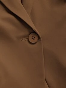 SHEIN EZwear Lace Up Side Solid Blazer - Mocha Brown - View 4