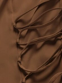 SHEIN EZwear Lace Up Side Solid Blazer - Mocha Brown - View 5